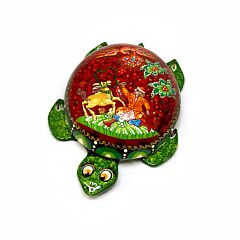 Turtle Trinket Box with Firebird in Green