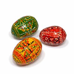 Hand Painted Pisanka Wooden Egg Set of 3