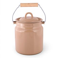 Taupe Vintage Enamel Milk Can with Lid