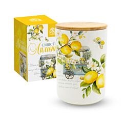 Lemons Ceramic Jar with Wooden Lid 28.7 fl oz