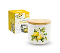 Lemons Ceramic Jar with Wooden Lid 15.2 fl oz