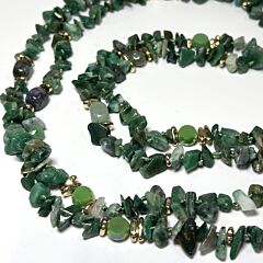Natural Nephrite Stone Necklace Green Mosaic