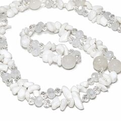 Natural White Agate Stone Necklace Moon