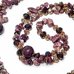 Natural Brown Agate Stone Necklace Mauve Mosaic
