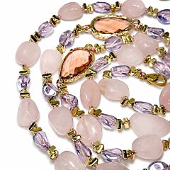 Natural Rose Quartz Stone Necklace Pink Radiance