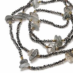 Natural Gray Agate and Spinel Stone Necklace Morning Fog