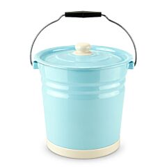 Turquoise Enamel Steel Bucket with Lid and Bottom Protection 12.7-qt