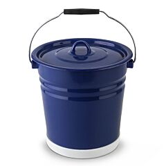 Valentine Blue Enamel Steel Bucket with Lid and Bottom Protection 12.7-qt