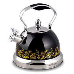 Stainless Steel Whistling Kettle Black 3.7-qt