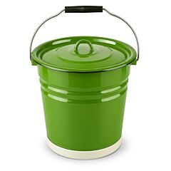 Green Grass Enamel Steel Bucket with Lid and Bottom Protection 12.7-qt
