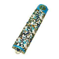 Handcrafted Jeweled Pomegranate Mezuzah in Gift Box