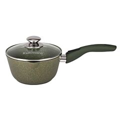 Trendy Style Malachite Aluminum Non-Stick Saucepan with Glass Lid and Removable Handle