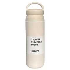 Beige Insulated Travel Tumbler with Lid