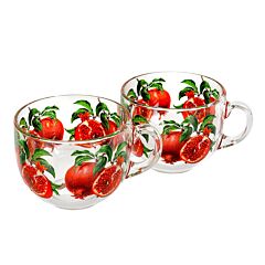 Pomegranate Glass Mug Set of 2