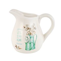 Teal Cottagecore Ceramic Pitcher