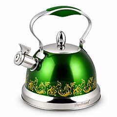 Stainless Steel Whistling Kettle Green 3.7-qt