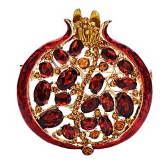 Red Pomegranate Rhinestone Brooch 