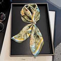 Silk Neckerchief Roses on Green