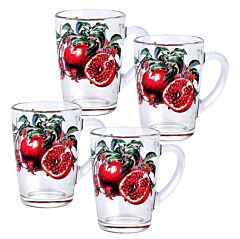 Pomegranate Glass Mug Set of 4