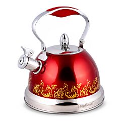 Stainless Steel Whistling Kettle Red 3.7-qt