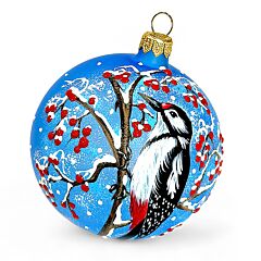 Collectible Hand-Painted Glass Ornament – Woodpecker | Premium Holiday Design
