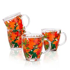 Autumn Waltz Glass Mug Set of 4