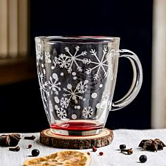Snowfall Red Glass Mug Set of 4