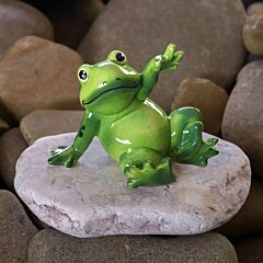 Ceramic Collectible Figurine - Little Green Frog: Hello World