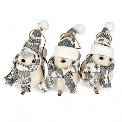 White Birds Shatterproof Christmas Ornaments Set of 3