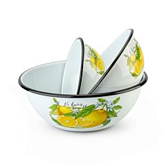 Lemon Enamel Bowl Set of 3