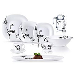 Glass Dinnerware Set 46 pcs Service for 6 Karin Ming Black