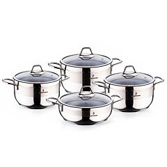 Stainless Steel Casserole with Glass Lid 8-Piece Cookware Set