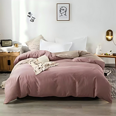 Dusty Rose Duvet Cover Set with 2 Pillowcases
