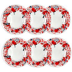 Bullfinches Winter Fun Glass Dessert Plate Set of 6