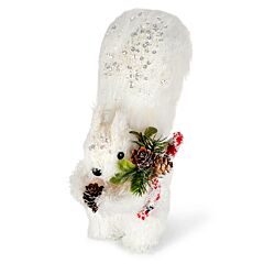 White Christmas Squirrel Figurine with Rhinestones 10.2" 
