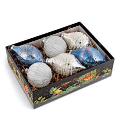 Winter Sparkle Glass Christmas Tree Ornament Set of 6