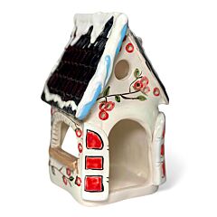 Christmas Village White Clay Candle House with Snowy Roof | Hand-Crafted