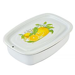 Lemon Enamel Tray with Lid / Food Storage Container