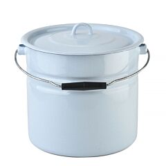 Granite Light Blue Enamel Cylindrical Bucket with Lid 12.7-qt