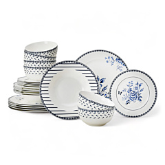 Vintage Indigo Porcelain Dinnerware Set 24 pc for 6 pers.