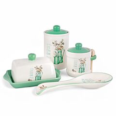 Teal Cottagecore Ceramic Set for Kitchen
