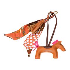 Orange Horse with Tassel and Scarf Keychain