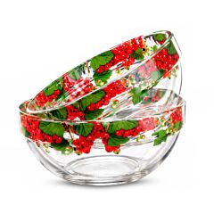 Red Currant Glass Salad Bowl Set of 2