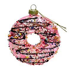 Pink Donut Glass Christmas Tree Ornament