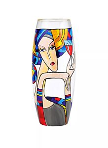The Taste of Wine Hand-Painted Glass Vase