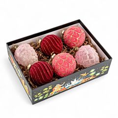 Rosy Winter Glass Christmas Tree Ornament Set of 6