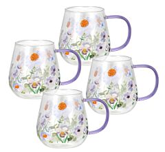 Chamomile Heat-Resistant Glass Mug Set of 4
