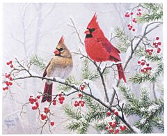 Winter Cardinals Light Up LED Painting