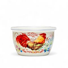 Golden Rooster Vintage Enamel Bowl with Lid