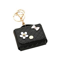 Black Mini Purse Leather Keychain